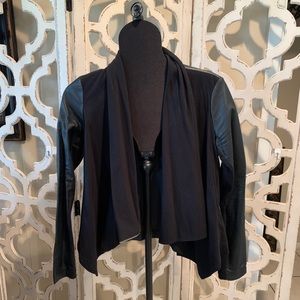 INC leather/ cotton black sweater ,Sz XS